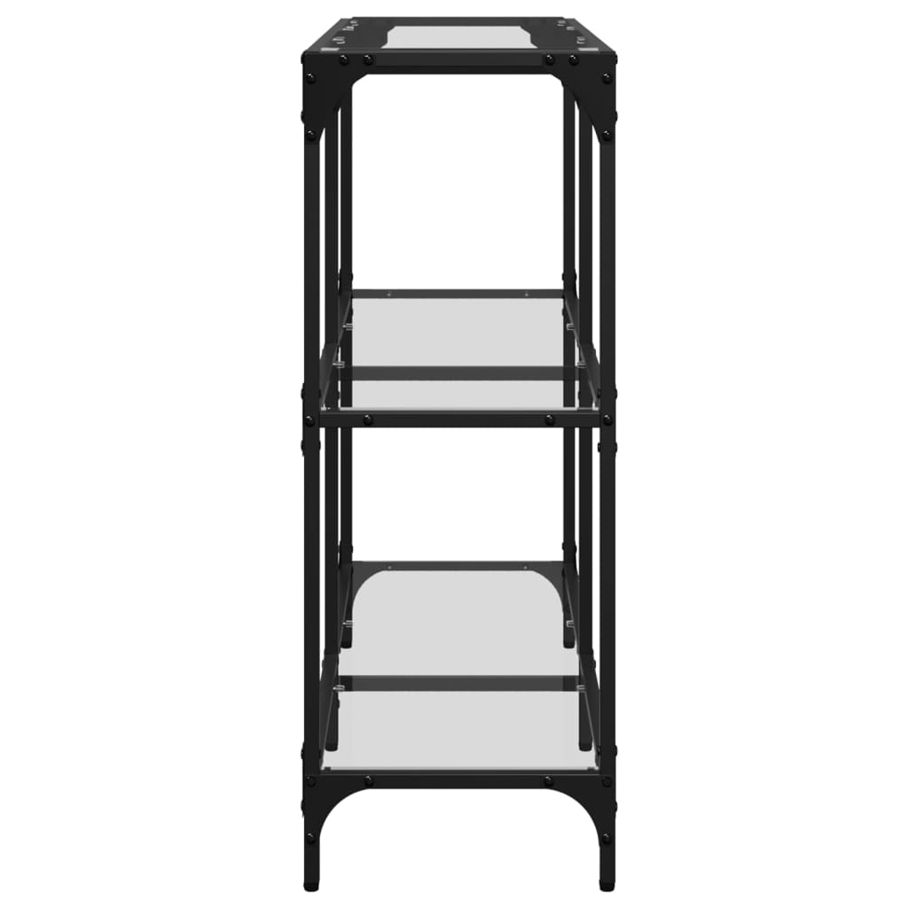 Console Table with Transparent Glass Top 98x30x81 cm Steel